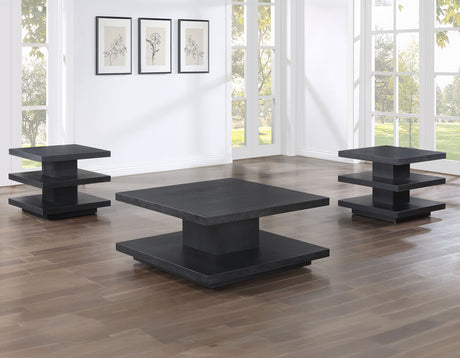 Canyon 3-Piece Table Set, Black (Cocktail Table & 2 End Tables) from Steve Silver - Luna Furniture