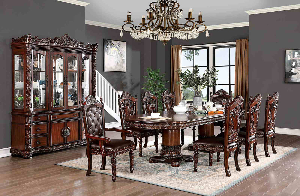 Canyonville Brown Cherry 9-Piece Dining Room Set from Furniture of America - Luna Furniture