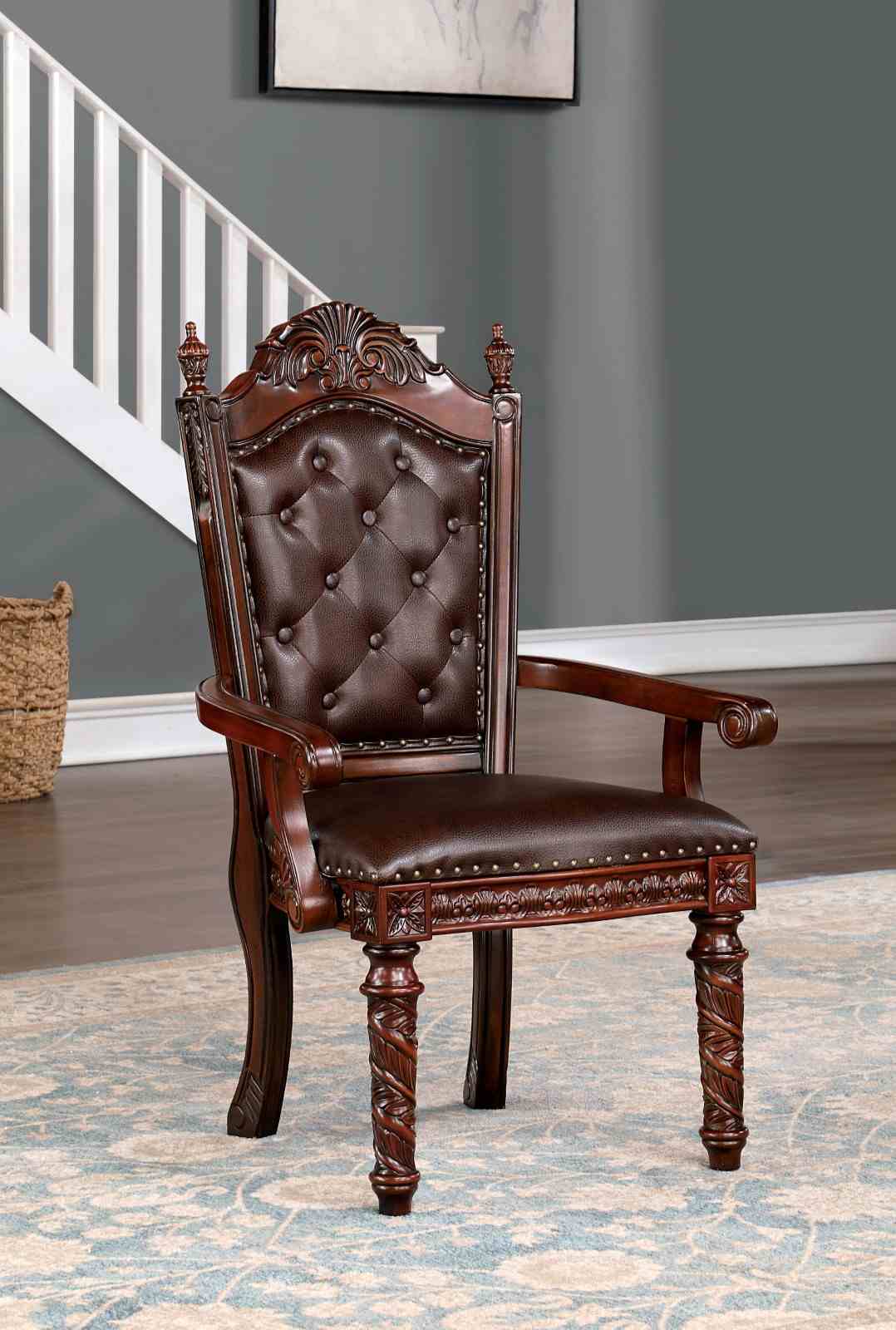 Canyonville Brown Cherry 9-Piece Dining Room Set from Furniture of America - Luna Furniture
