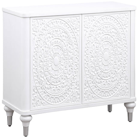 Cardella Distressed White 2-Door Mandala Accent Cabinet from Coaster - Luna Furniture