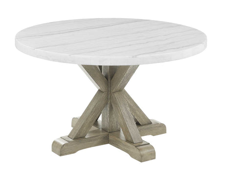 Carena 52-inch Round White Marble Top Dining Table from Steve Silver - Luna Furniture