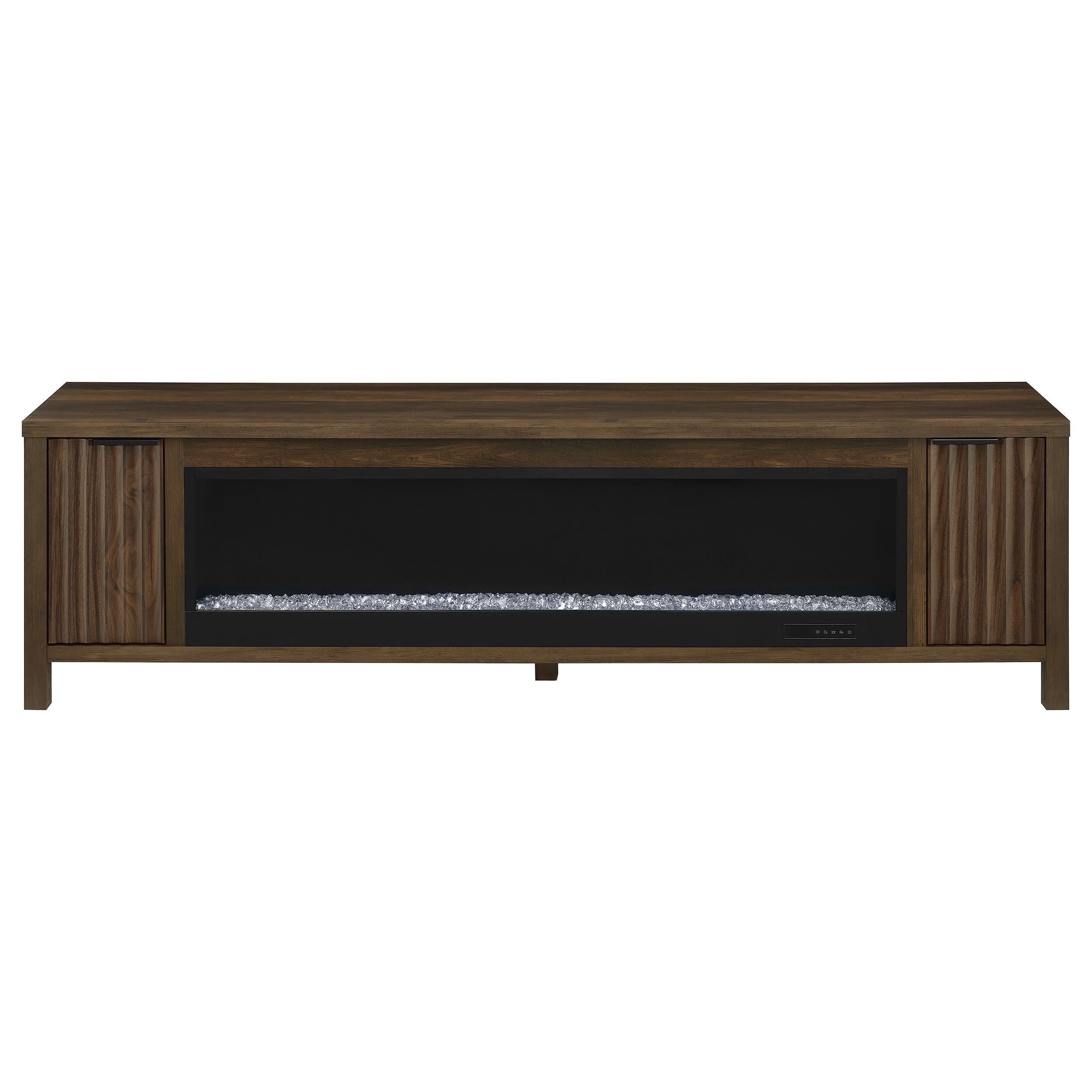 Carey Dark Pine 79-inch TV Stand Fireplace Media Console – Luna