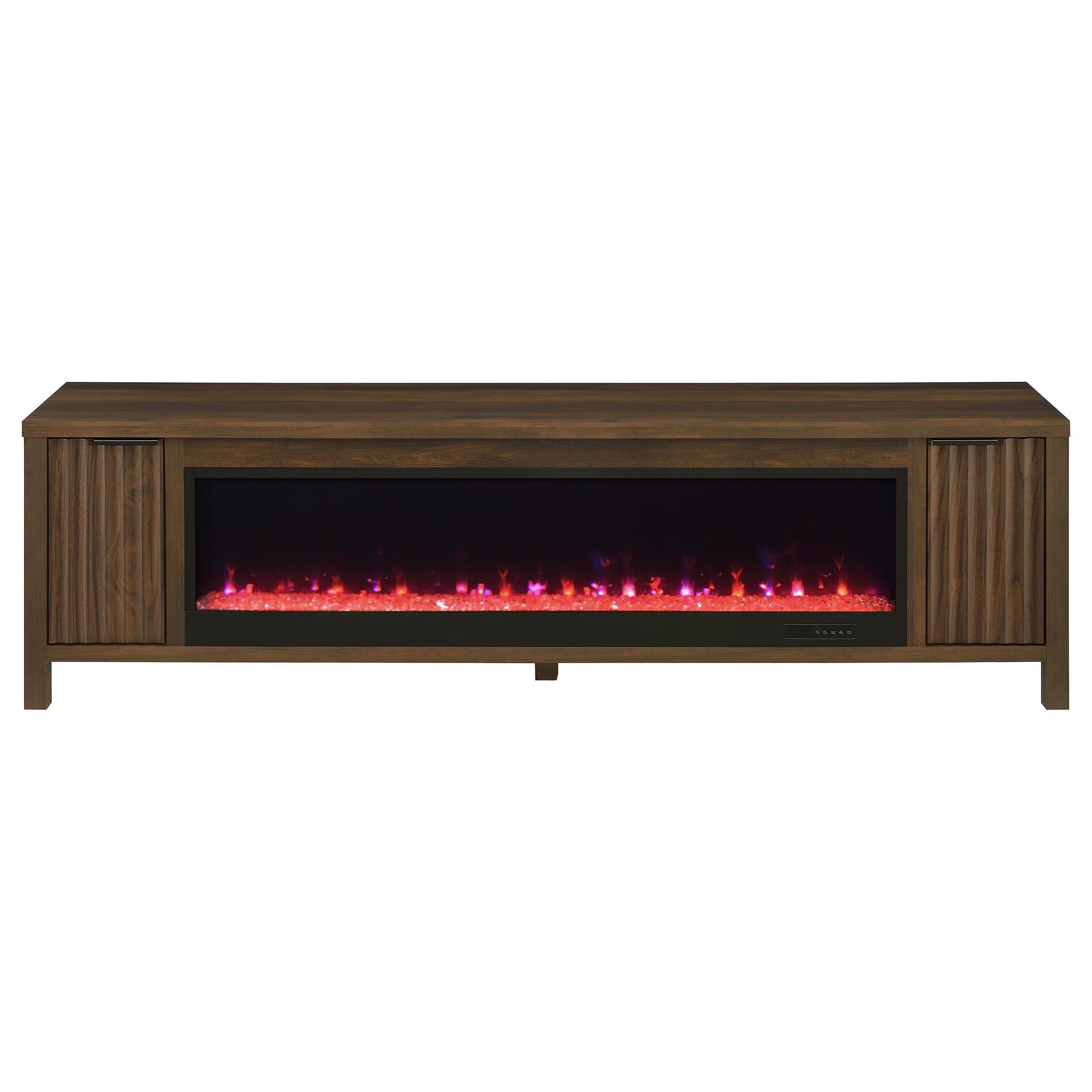 Carey Dark Pine 79-inch TV Stand Fireplace Media Console – Luna