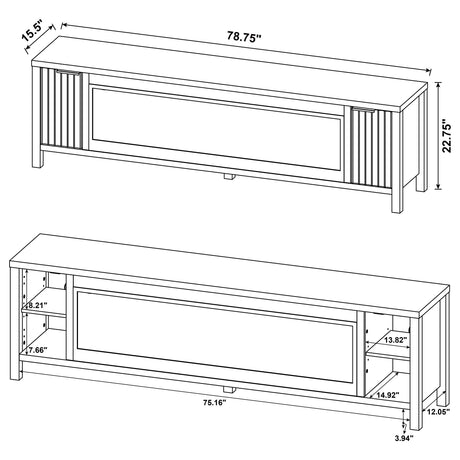 Carey Dark Pine 79-inch TV Stand Fireplace Media Console from Coaster - Luna Furniture