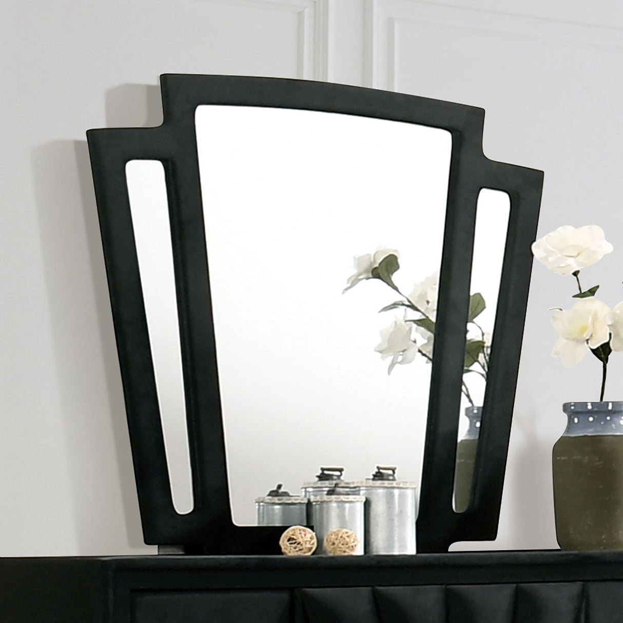 Carissa Black Mirror (Mirror Only) from Furniture of America - Luna Furniture