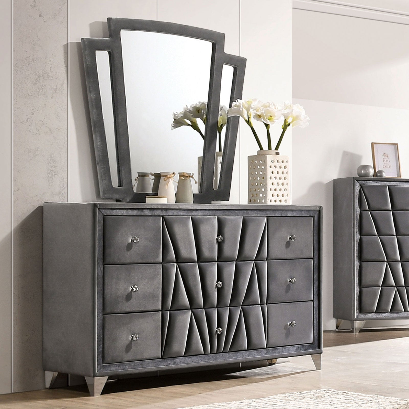 Furniture of America Carissa Velvet Upholstered Dresser