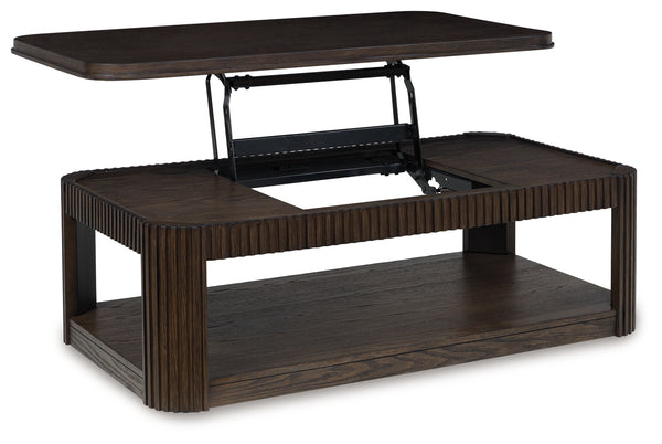Carlibrie Warm Brown Lift-Top Coffee Table