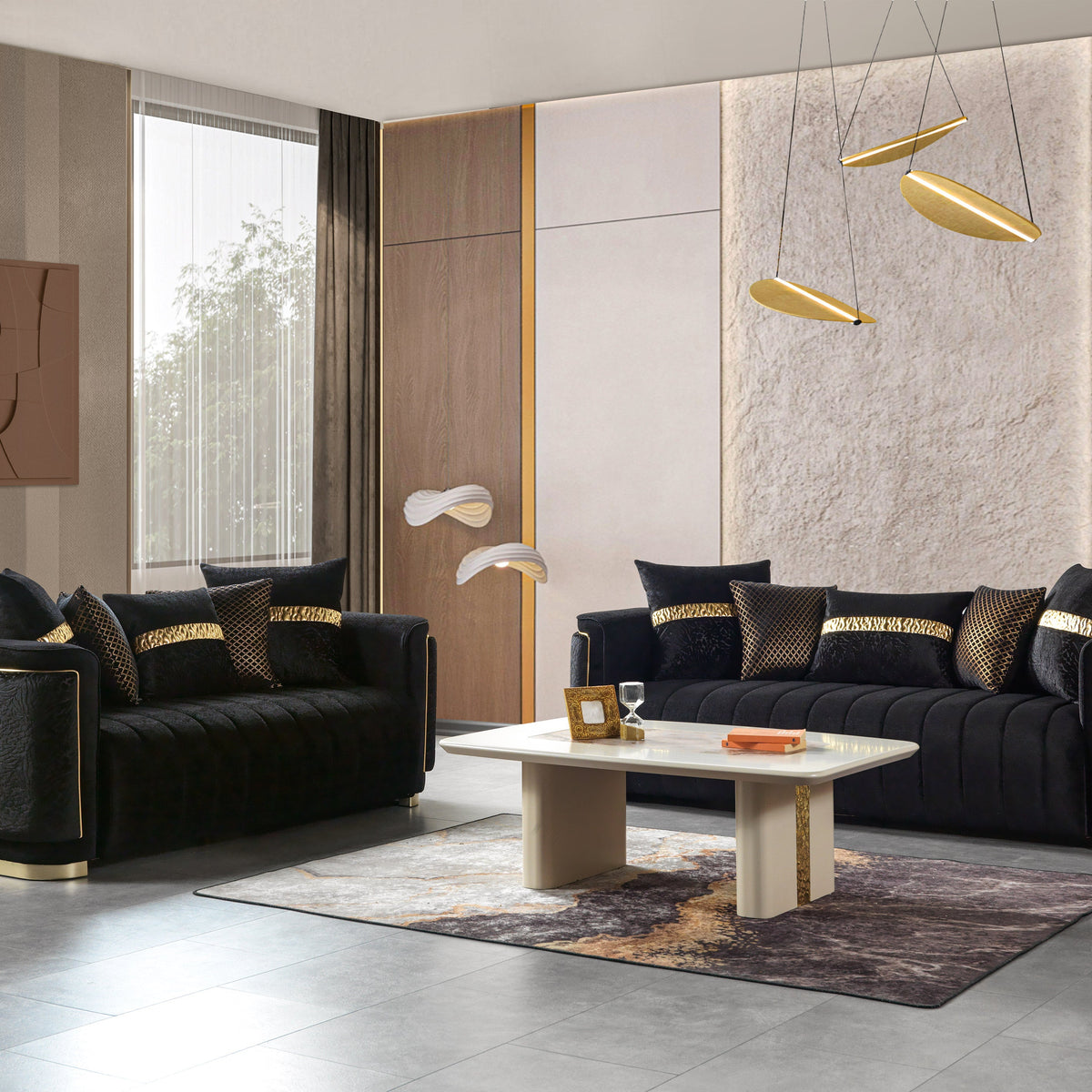 Nova Furniture Carlina Black Velvet Sofa & Loveseat – Luna Furniture