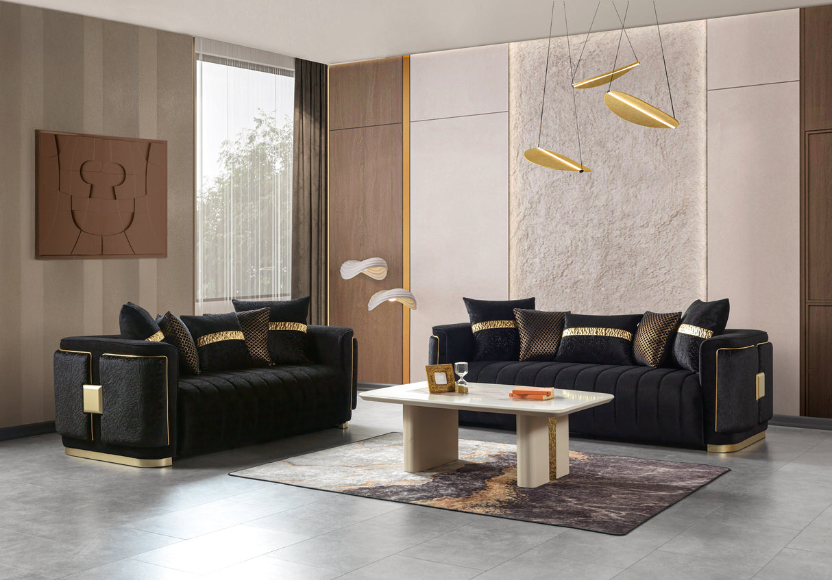 Carlina Black Velvet Sofa & Loveseat from Nova Furniture - Luna Furniture