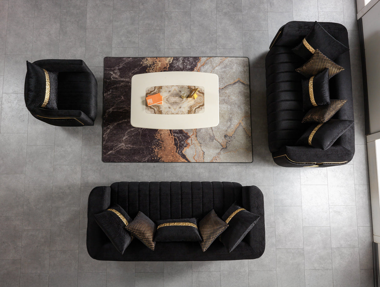 Carlina Black Velvet Sofa & Loveseat from Nova Furniture - Luna Furniture