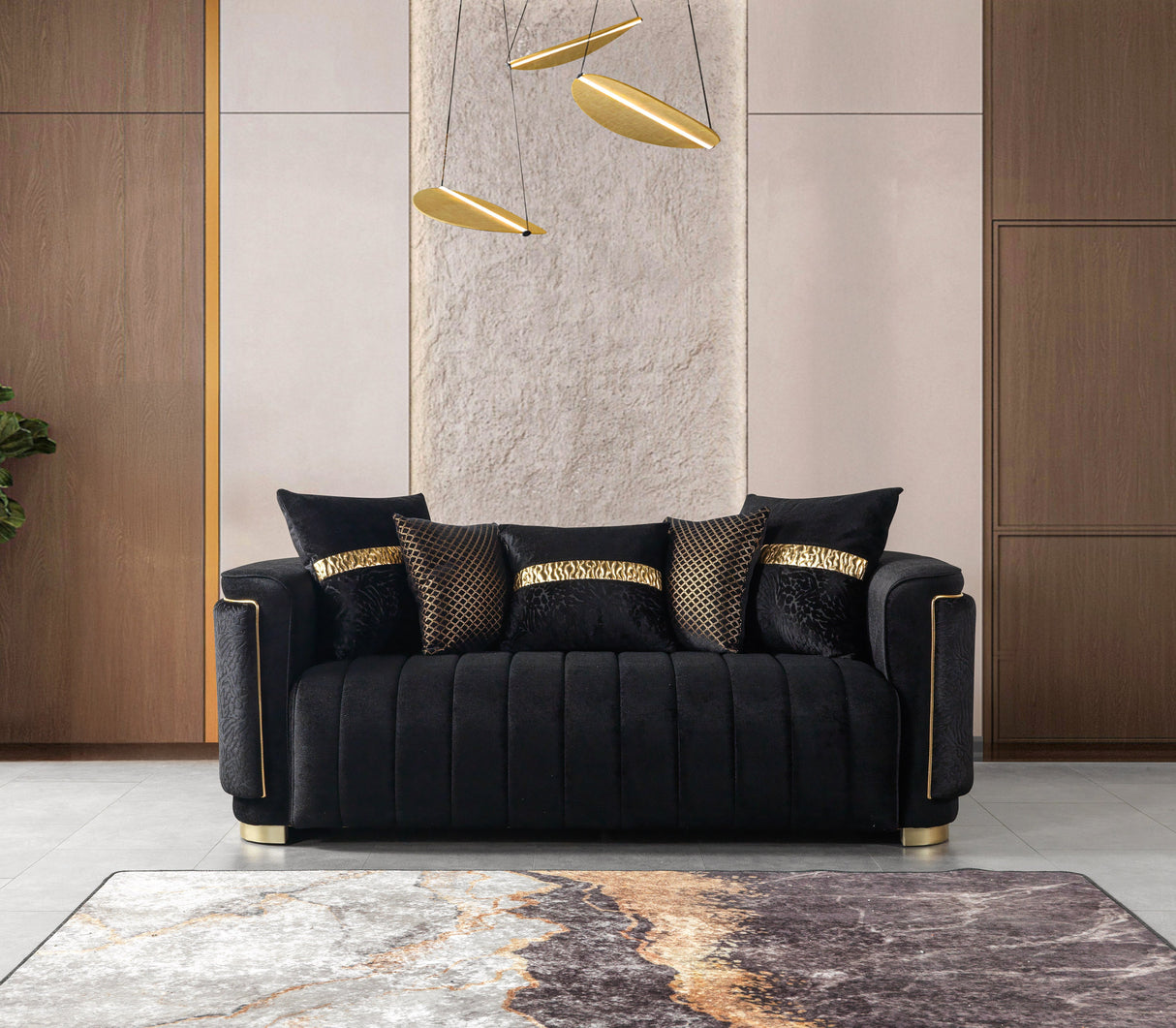 Carlina Black Velvet Sofa & Loveseat from Nova Furniture - Luna Furniture
