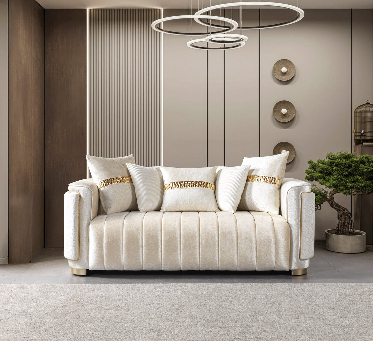 Carlina Ivory Velvet Loveseat from Nova Furniture - Luna Furniture