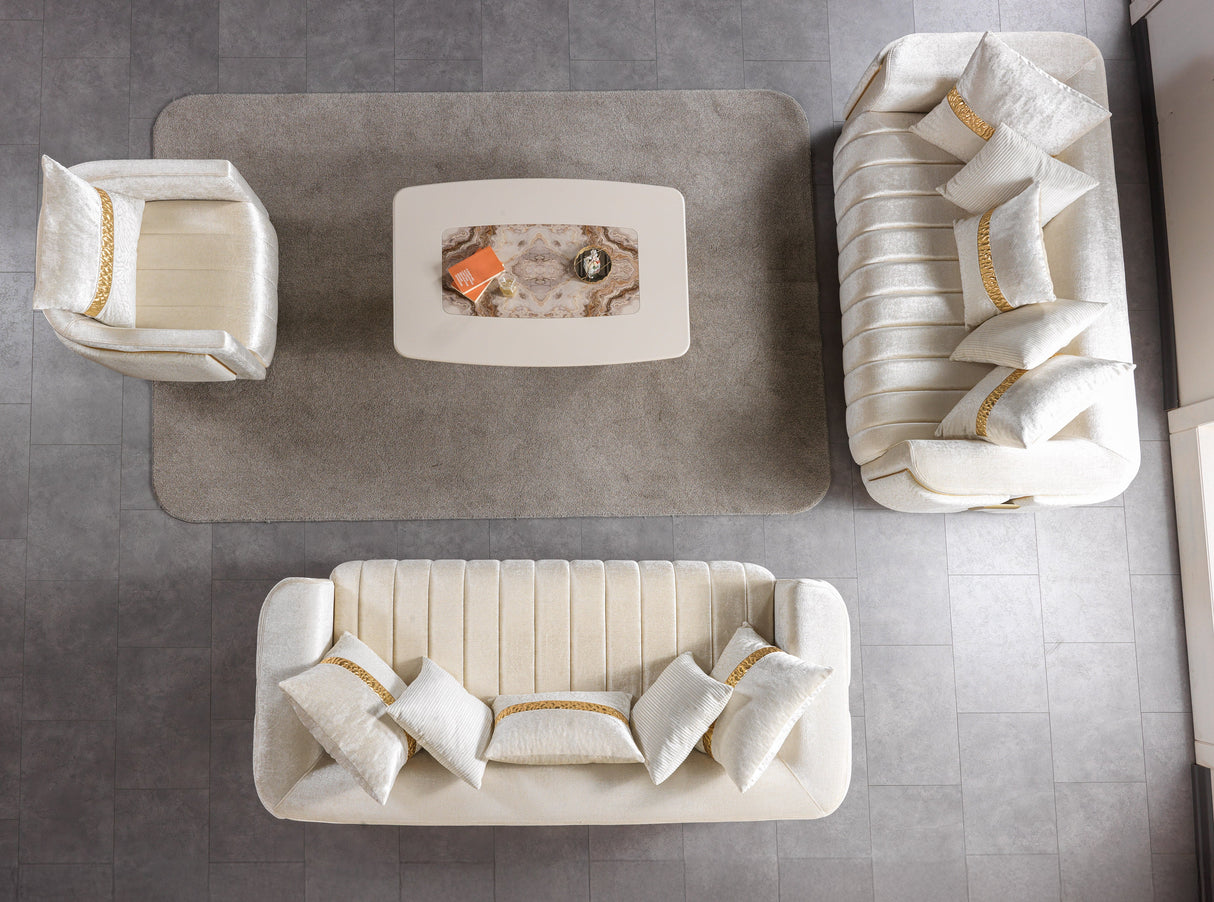 Carlina Ivory Velvet Loveseat from Nova Furniture - Luna Furniture