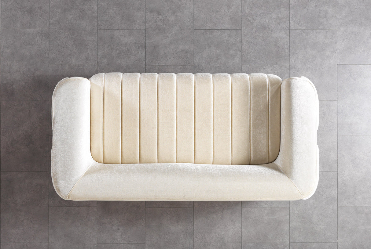 Carlina Ivory Velvet Loveseat from Nova Furniture - Luna Furniture