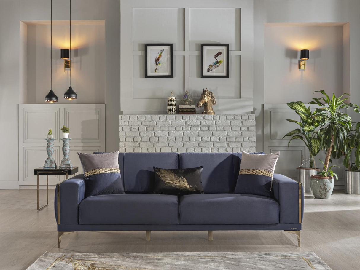 Carlino Napoly Navy Blue Loveseat from Bellona - Luna Furniture