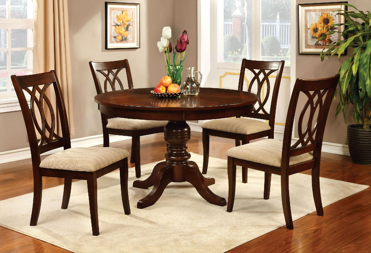 Carlisle Brown Cherry Round Dining Table from Furniture of America - Luna Furniture