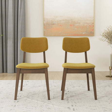 Carlos Dark Yellow Velvet Solid Back Side Chair (Set Of 2) from Ashcroft Furniture - Luna Furniture