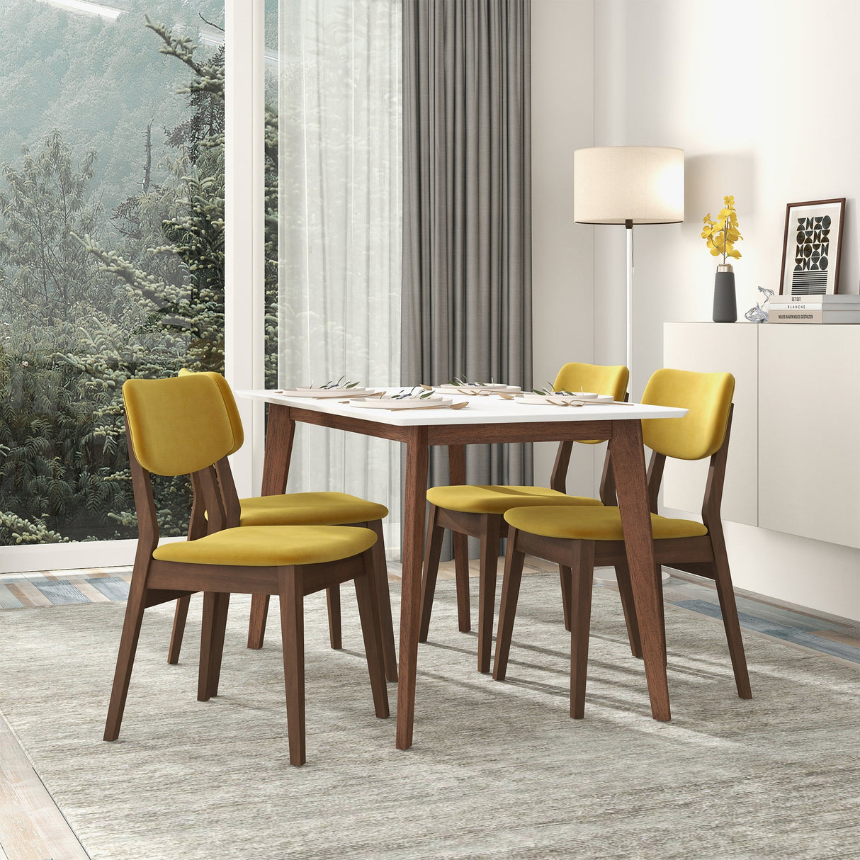 Carlos Dark Yellow Velvet Solid Back Side Chair (Set Of 2) from Ashcroft Furniture - Luna Furniture