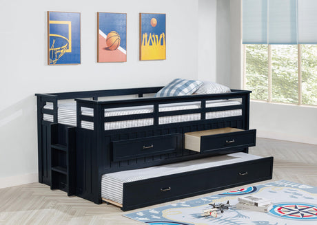 Carlsbad Navy Blue Wood Twin Captains Bed With Trundle from Coaster - Luna Furniture