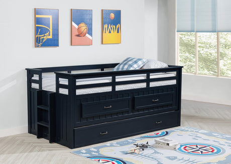 Carlsbad Navy Blue Wood Twin Captains Bed With Trundle from Coaster - Luna Furniture