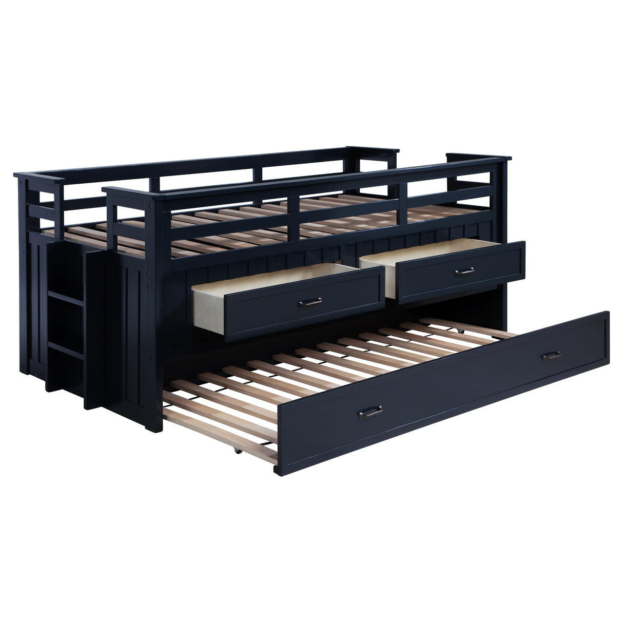 Carlsbad Navy Blue Wood Twin Captains Bed With Trundle from Coaster - Luna Furniture