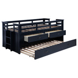 Carlsbad Navy Blue Wood Twin Captains Bed With Trundle from Coaster - Luna Furniture