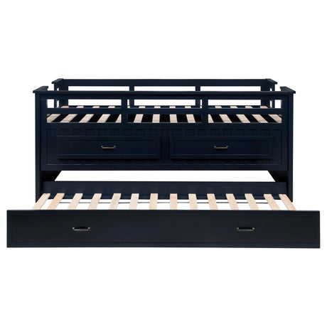 Carlsbad Navy Blue Wood Twin Captains Bed With Trundle from Coaster - Luna Furniture