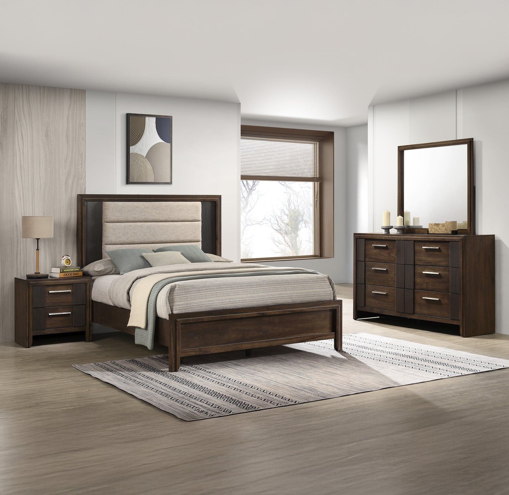 Carlton Brown Upholstered Panel Bedroom Set from Crown Mark - Luna Furniture