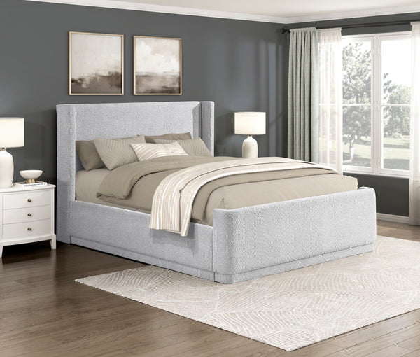 Carmel Light Gray Eastern King Upholstered Platform Bed