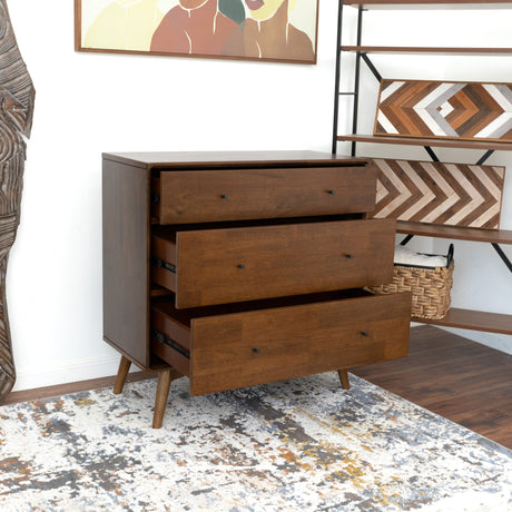 Caroline Mid Century Modern Solid Wood Dresser 3-Drawer from Ashcroft Furniture - Luna Furniture