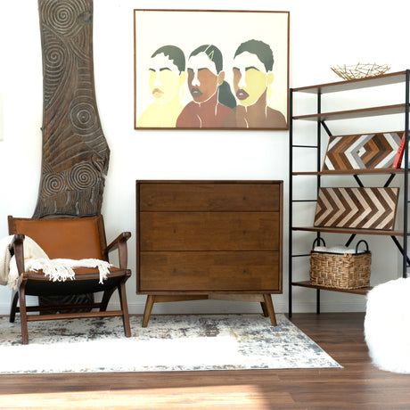 Caroline Mid Century Modern Solid Wood Dresser 3-Drawer from Ashcroft Furniture - Luna Furniture