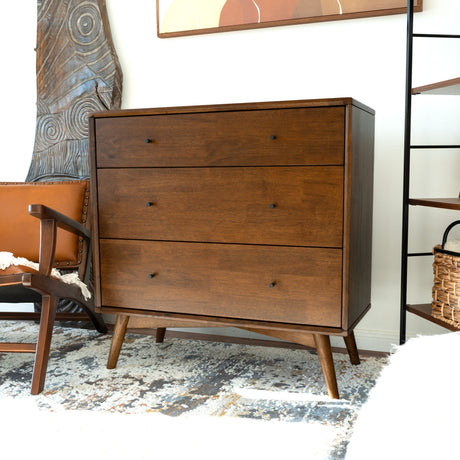 Caroline Mid Century Modern Solid Wood Dresser 3-Drawer from Ashcroft Furniture - Luna Furniture