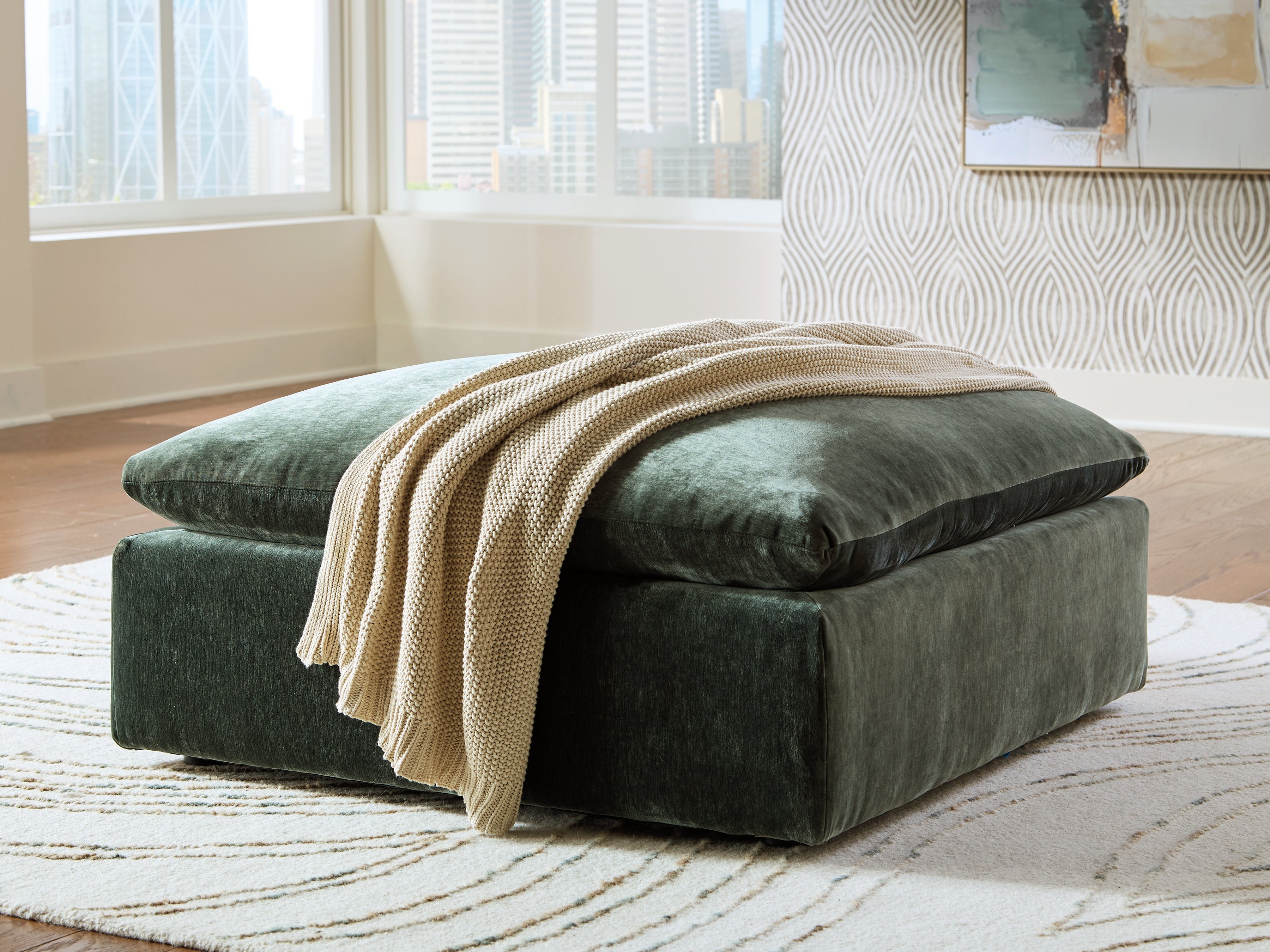 Carriage View Jade Oversized Accent Ottoman – Luna Furniture