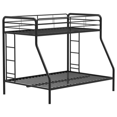 Carson Glossy Black Metal Twin Over Full Bunk Bed from Coaster - Luna Furniture