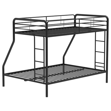 Carson Glossy Black Metal Twin Over Full Bunk Bed from Coaster - Luna Furniture