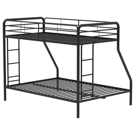 Carson Glossy Black Metal Twin Over Full Bunk Bed from Coaster - Luna Furniture