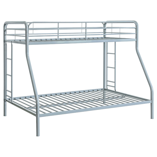 Carson Glossy Silver Metal Twin Over Full Bunk Bed