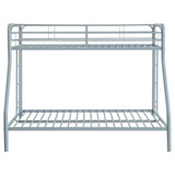 Carson Glossy Silver Metal Twin Over Full Bunk Bed from Coaster - Luna Furniture