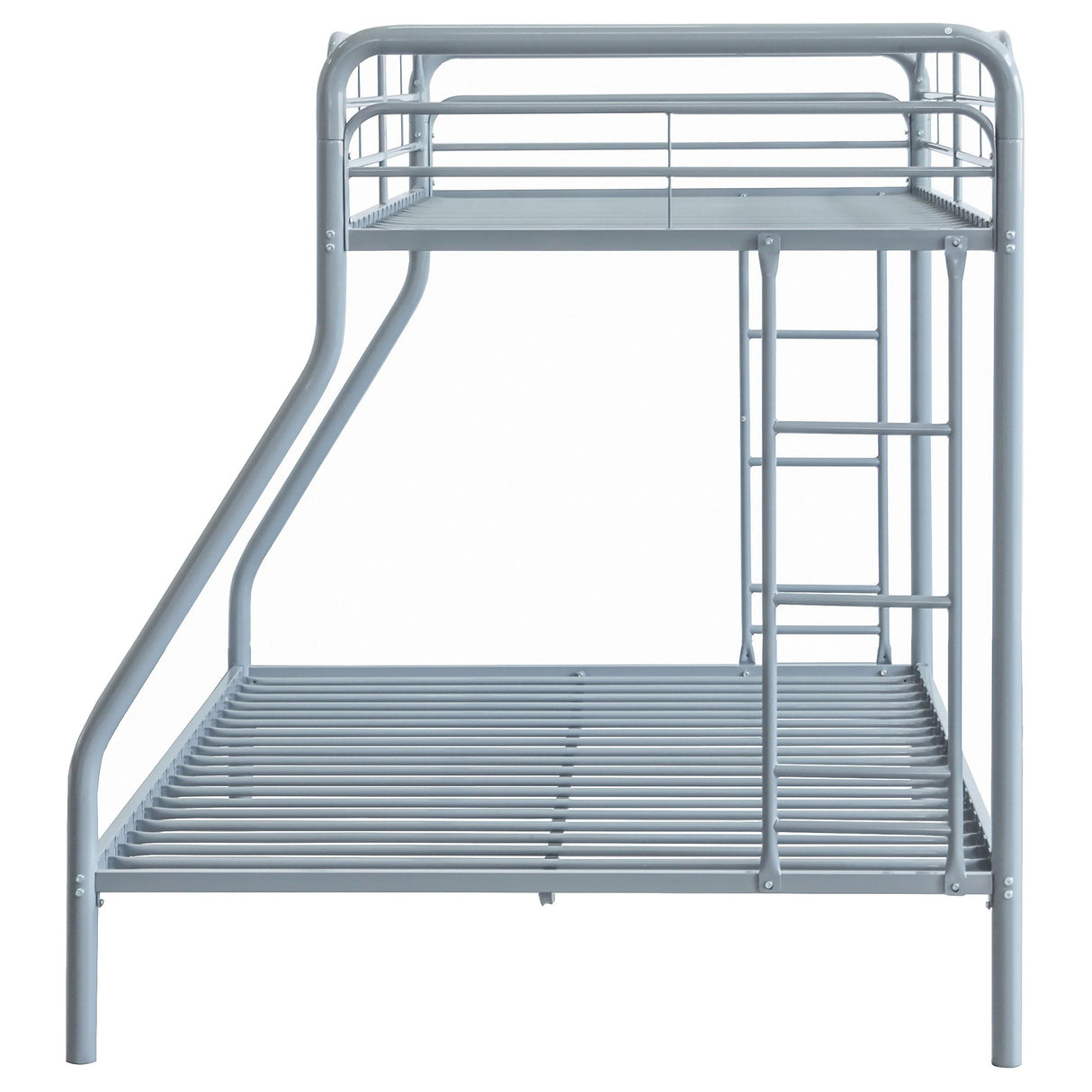 Carson Glossy Silver Metal Twin Over Full Bunk Bed from Coaster - Luna Furniture