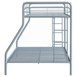 Carson Glossy Silver Metal Twin Over Full Bunk Bed from Coaster - Luna Furniture