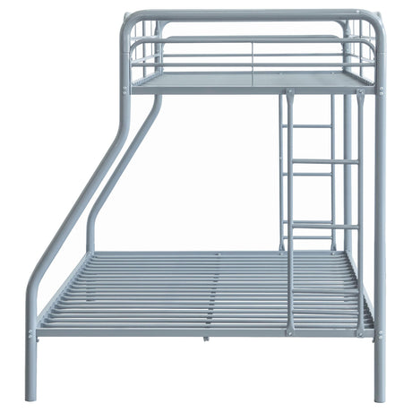 Carson Glossy Silver Metal Twin Over Full Bunk Bed from Coaster - Luna Furniture
