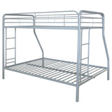 Carson Glossy Silver Metal Twin Over Full Bunk Bed from Coaster - Luna Furniture