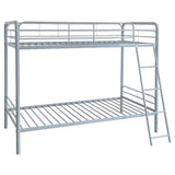 Carson Glossy Silver Metal Twin Over Twin Bunk Bed from Coaster - Luna Furniture