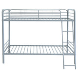 Carson Glossy Silver Metal Twin Over Twin Bunk Bed from Coaster - Luna Furniture