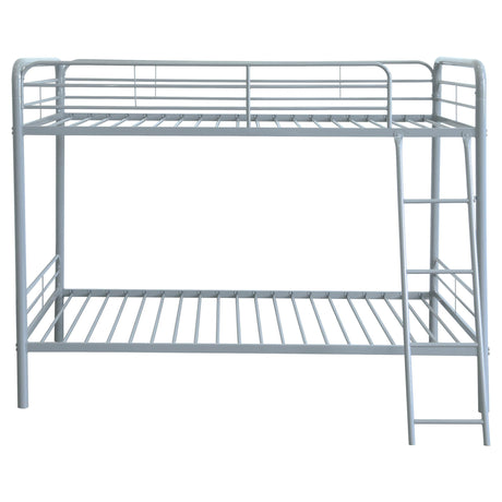 Carson Glossy Silver Metal Twin Over Twin Bunk Bed from Coaster - Luna Furniture