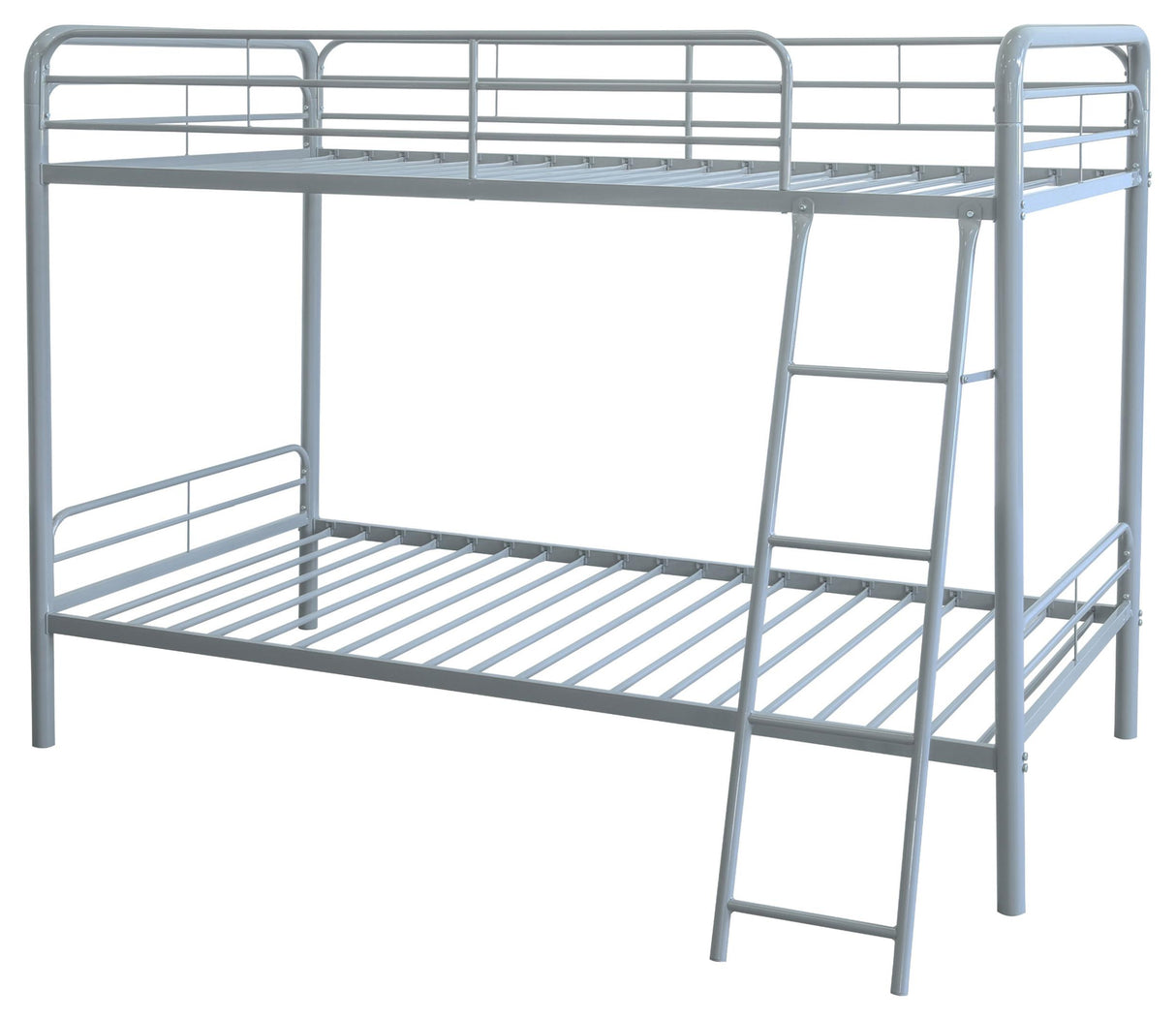 Carson Glossy Silver Metal Twin Over Twin Bunk Bed from Coaster - Luna Furniture