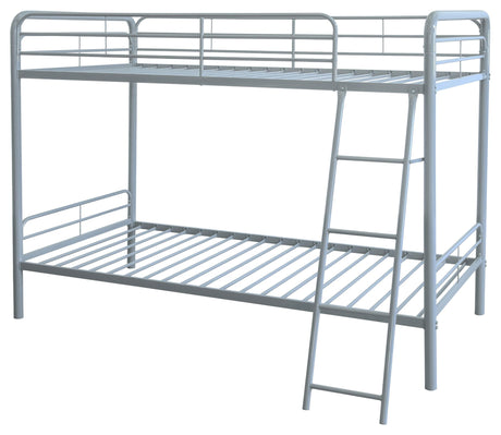 Carson Glossy Silver Metal Twin Over Twin Bunk Bed from Coaster - Luna Furniture