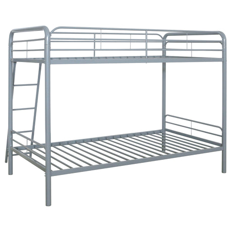Carson Glossy Silver Metal Twin Over Twin Bunk Bed from Coaster - Luna Furniture