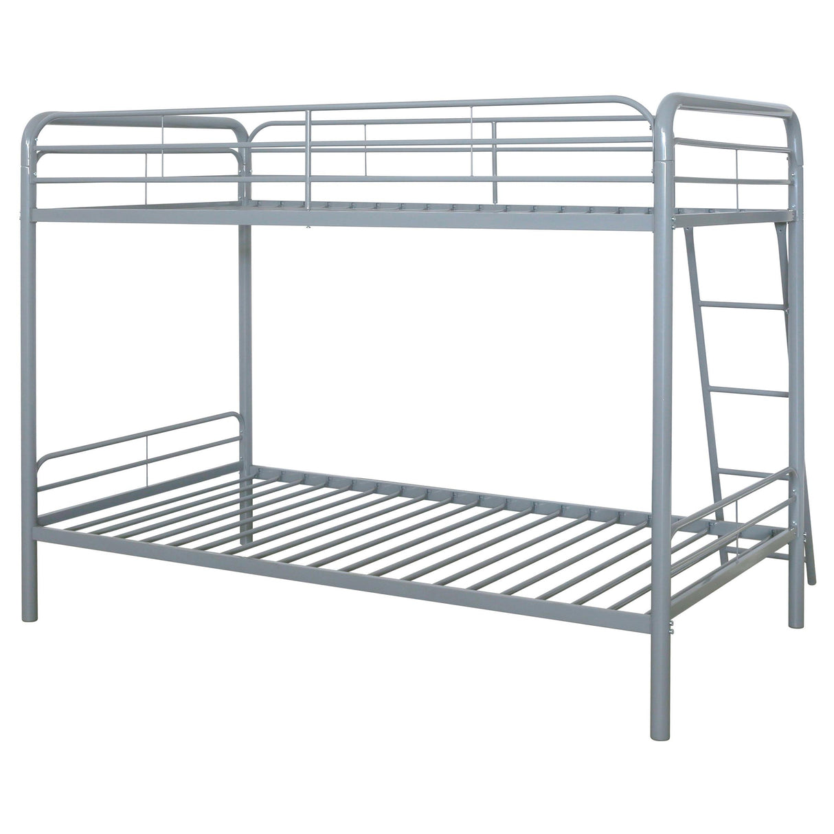 Carson Glossy Silver Metal Twin Over Twin Bunk Bed from Coaster - Luna Furniture