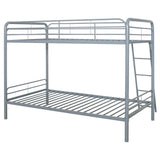 Carson Glossy Silver Metal Twin Over Twin Bunk Bed from Coaster - Luna Furniture